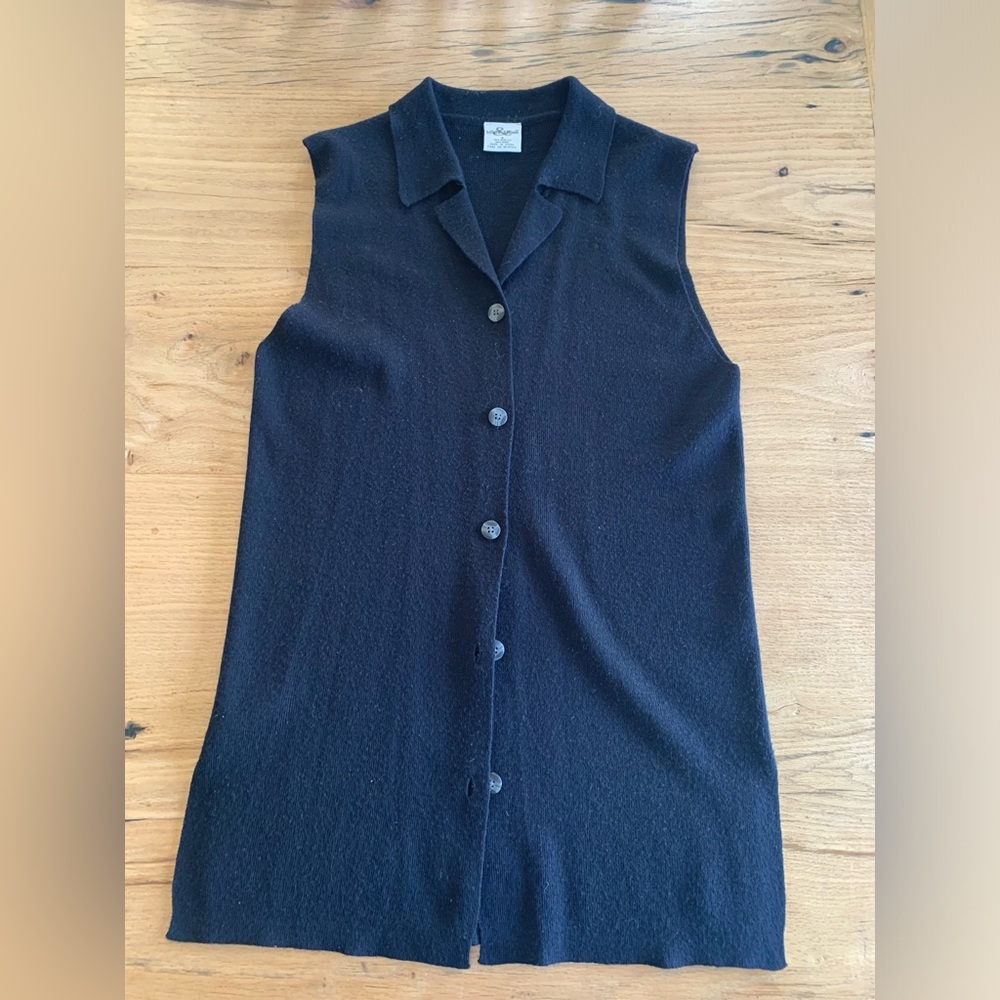 Hilliard & Hanson Wool Blend Lapel Button Down Long‎ Sweater Vest Women’s M pre